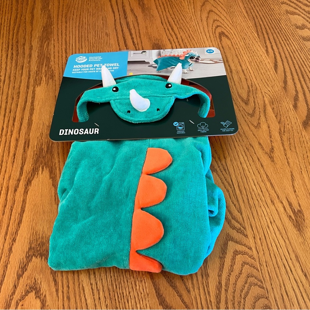 Dinosaur Hooded Towel for Pets S/M NWT